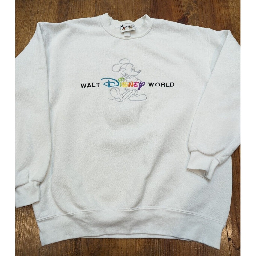 Vtg 90's Walt Disney World Crew Neck Pullover Sweatshirt Emboidered Mickey Sz M